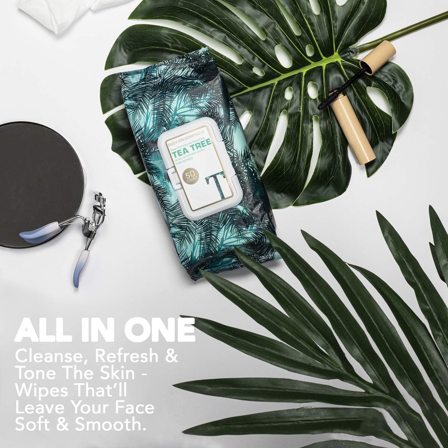 Body Prescriptions - 2 pacotes (60 Count Each) Tea Tree Facial Cleansing, Pore Refining Wipes 3 Body Prescriptions - 2 pacotes (60 Count Each) Tea Tree Facial Cleansing, Pore Refining Wipes - Imagem 3