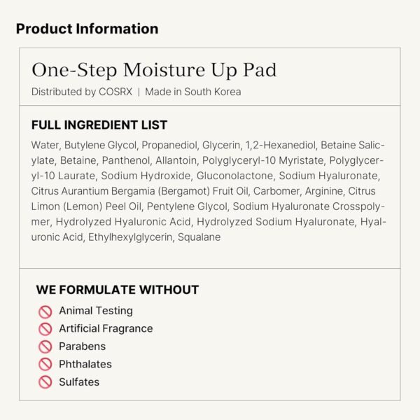COSRX One Step Moisture Up, 70 pads | Extrato de Própolis com toner, embebido com tonificador | Almofada esfoliante e de limpeza - Imagem 8
