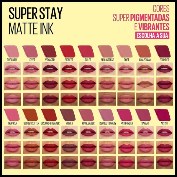 Maybelline NY Batom Líquido Matte Ink SuperStay Longa Duração 150 Savant, 5ml - Imagem 6
