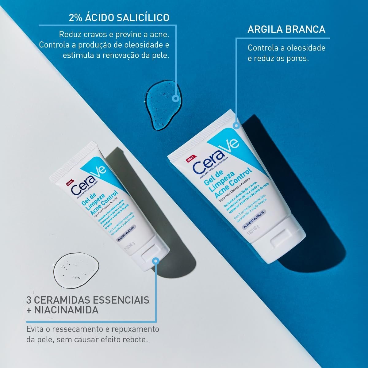 Cerave, Gel de Limpeza Acne Control com Niacinamida e Ácido Salicílico 3 Cerave, Gel de Limpeza Acne Control com Niacinamida e Ácido Salicílico - Imagem 3