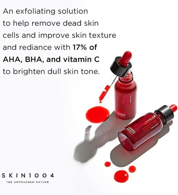 SKIN1004 Bloody Peel 1,01 Fl.Oz, 30Ml Aha 17% Peeling Solution, Proporciona Um Efeito De Esfoliação Dramático Com Cuidados Especiais Em Casa - Imagem 3