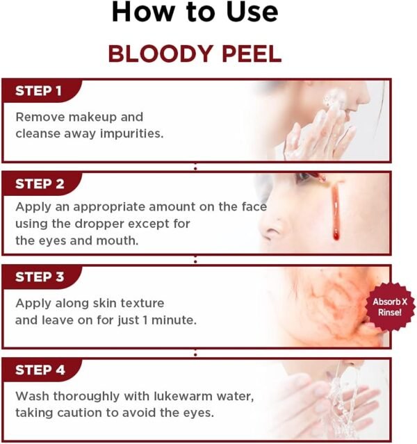 SKIN1004 Bloody Peel 1,01 Fl.Oz, 30Ml Aha 17% Peeling Solution, Proporciona Um Efeito De Esfoliação Dramático Com Cuidados Especiais Em Casa - Imagem 4