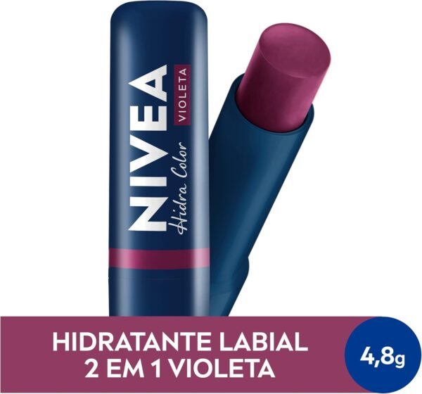 NIVEA Hidratante Labial Hidra Color 2 em 1 Violeta 4,8g - Imagem 2