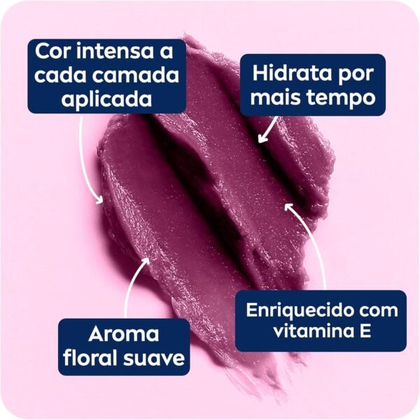 NIVEA Hidratante Labial Hidra Color 2 em 1 Violeta 4,8g - Imagem 3