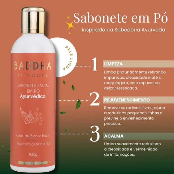 Baddha Skincare, Sabonete Facial em Pó, Cosmético Natural, Ayurveda, com Grão De Bico e Neem- 100g | É bom mesmo? Descubra antes de comprar - Image 3