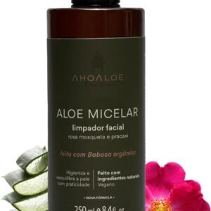 AHOALOE Água Micelar Demaquilante Aloe Micelar - Limpador Facial - Babosa, Rosa Mosqueta e Pracaxi - Ingredientes Naturais - Higieniza, Hidrata e Equilibra a Pele - Todos os Tipos de Pele 250ml