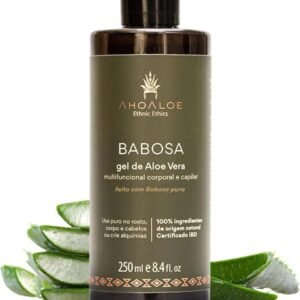 AHOALOE Babosa Puro Gel de Aloe Vera - Gel Multifuncional Corporal e Capilar - Hidratação Profunda - Rico em Vitaminas e Nutrientes - Revitaliza e Regenera - Todos os Tipos de Pele e Cabelo - 250ml
