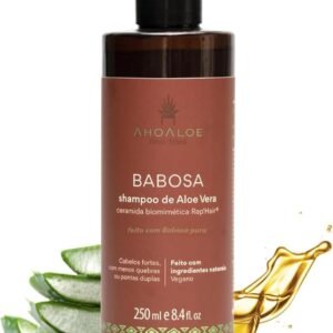 AHOALOE Shampoo Babosa Aloe Vera e Alecrim, Fortalecimento Capilar, Reconstrutor, Combate a Quebra dos Fios, Fórmula Natural Todos os Tipos de Cabelo 250ml