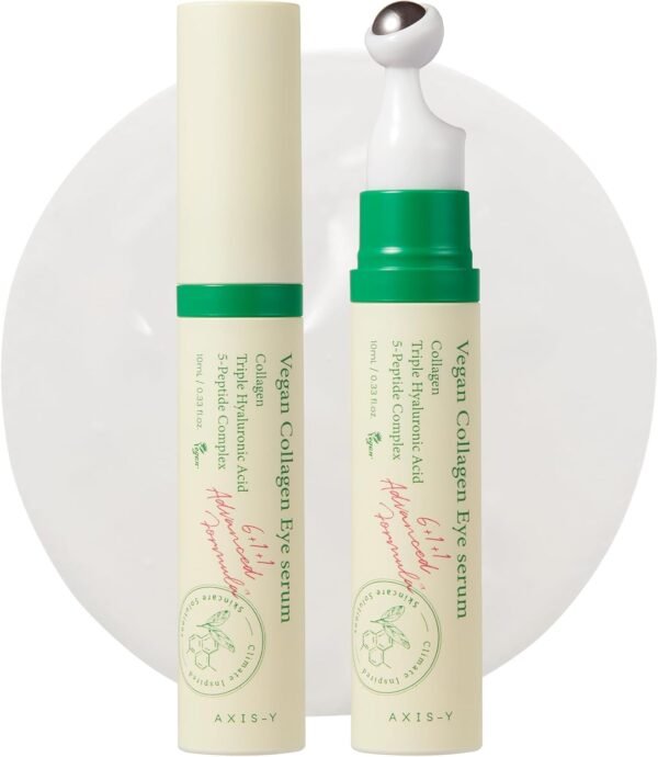 AXIS-Y Sérum Vegano De Colágeno Para Os Olhos - K Beauty Sérum Triplo De Ácido Hialurônico E Colágeno Peptídico Melhora A Elasticidade Da Pele, Reduz Linhas Finas E Olheiras - Creme Vegano Coreano P