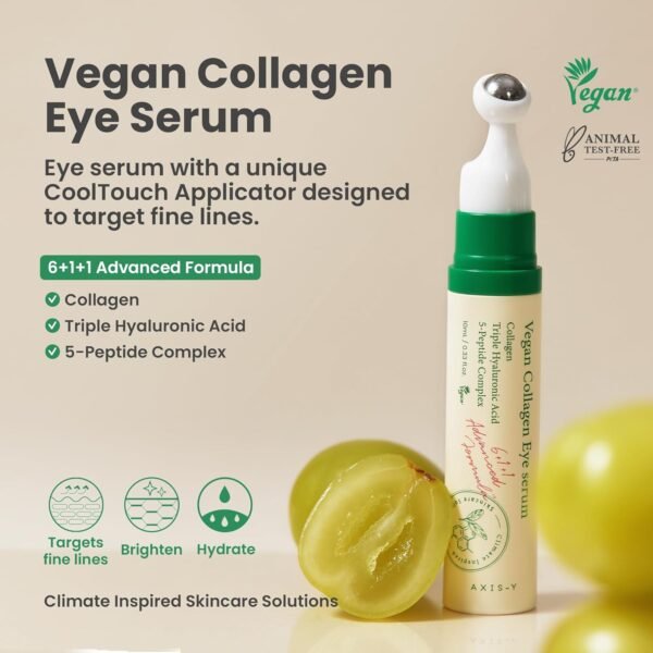 AXIS-Y Sérum Vegano De Colágeno Para Os Olhos - K Beauty Sérum Triplo De Ácido Hialurônico E Colágeno Peptídico Melhora A Elasticidade Da Pele, Reduz Linhas Finas E Olheiras - Creme Vegano Coreano P - Imagem 2