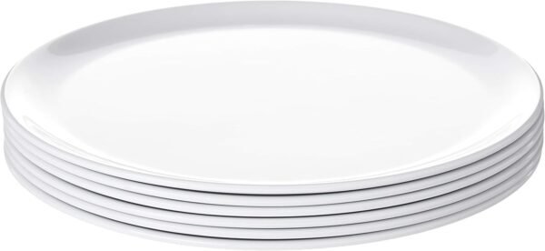 Amuse Home Bayview Essentials - Prato de jantar redondo grande de melamina resistente a lascas - Conjunto de 15 a 28 cm (branco)