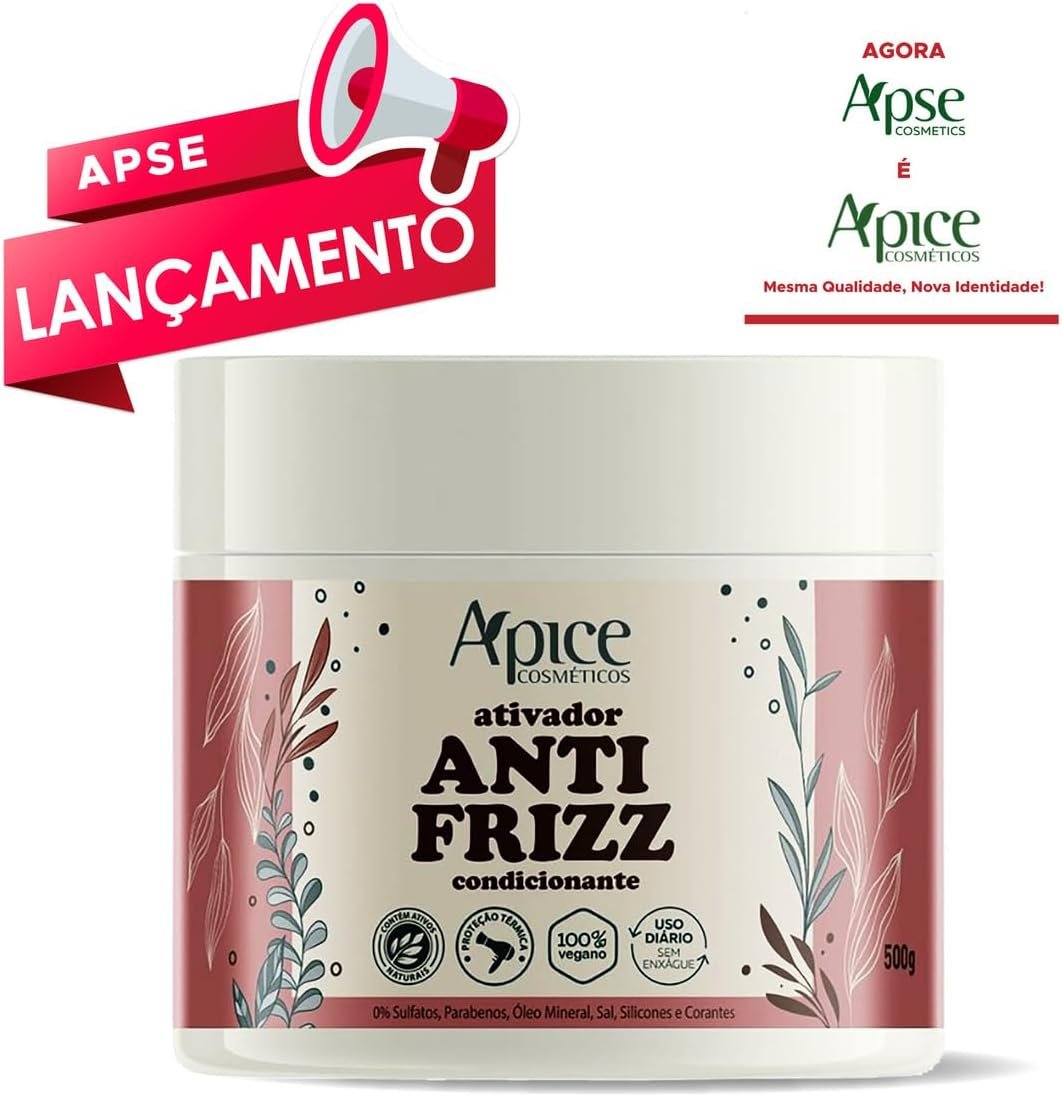 Apice Ativador Anti Frizz Condicionante 500g - Creme Anti-Frizz Cabelo Fragrância Sem Sulfatos ou Parabenos Dermatologicamente Testado Pote Apce 1 Apice Ativador Anti Frizz Condicionante 500g - Creme Anti-Frizz Cabelo Fragrância Sem Sulfatos ou Parabenos Dermatologicamente Testado Pote Apce
