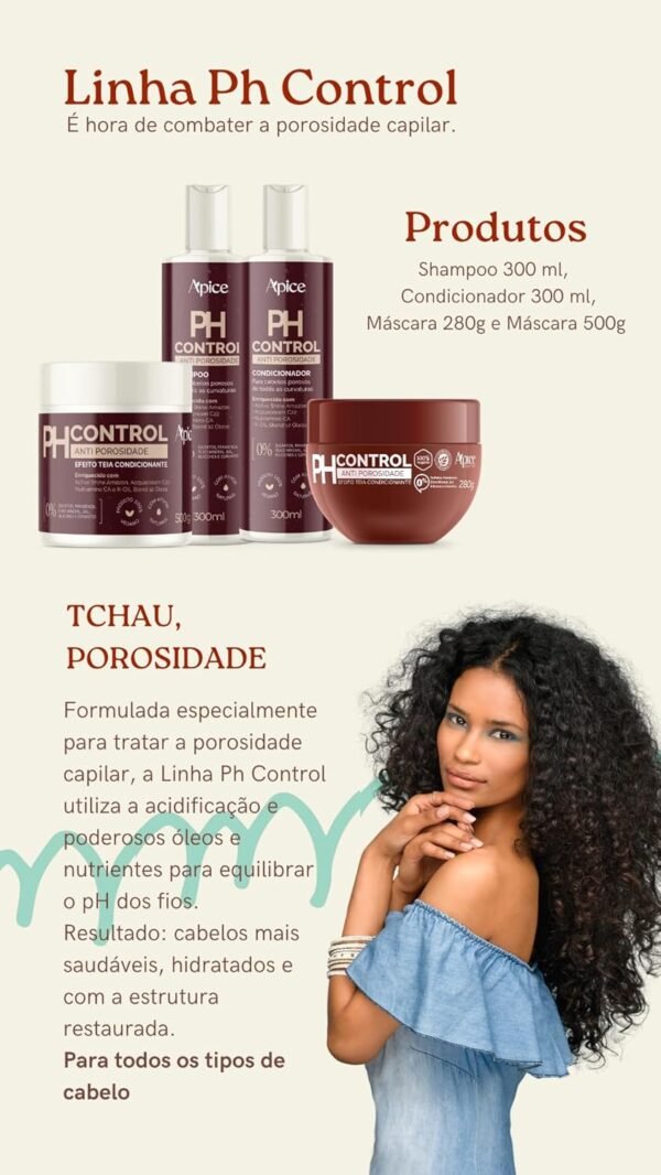 Apse Cosmetics, Kit Ph Control Shampoo, Condicionador e Máscara 500g Apse - Imagem 2