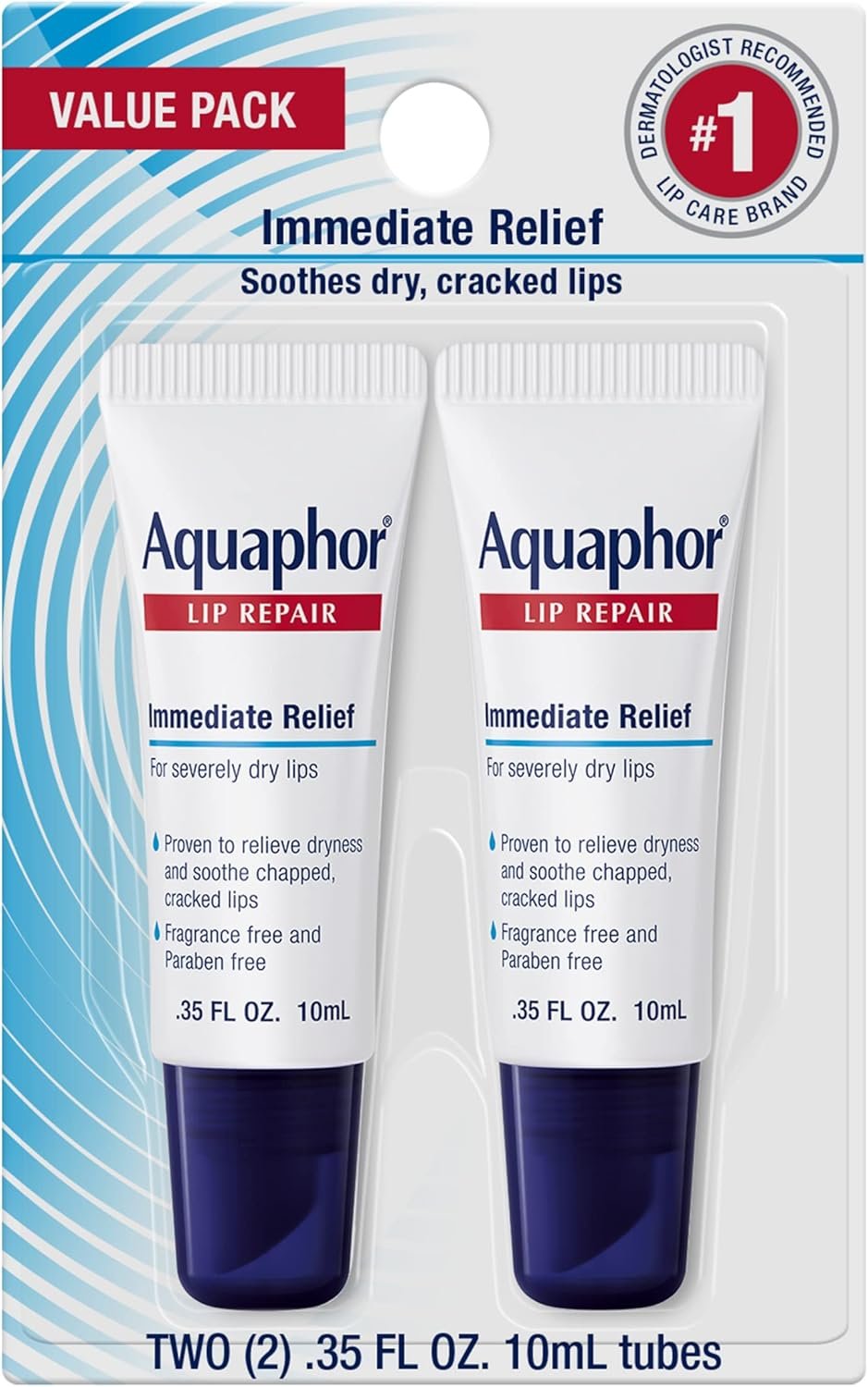 Aquaphor Lip Repair - Soothe Dry, Chapped Lips - Two .35 oz. Tubes 1 Aquaphor Lip Repair - Soothe Dry, Chapped Lips - Two .35 oz. Tubes
