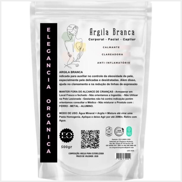 Argila Branca Mascara Facial Skincare Clareadora Skin Care 100% Natural Hidratante