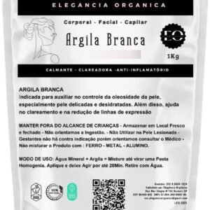 Argila Branca Mascara Facial Skincare Hidratante Clareadora 1kg Facial Corporal 100% Natural