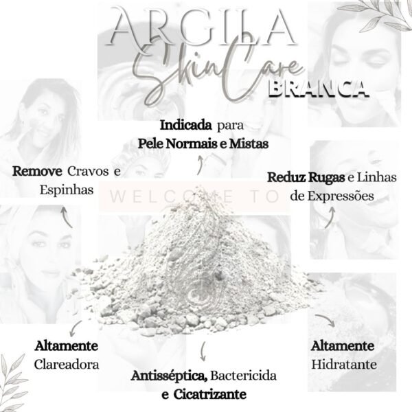 Argila Mascara Facial 100% Natural Em Pó 200gr Skincare Para Todos Os Tipos De Pele Hidratante clareadora - Imagem 2