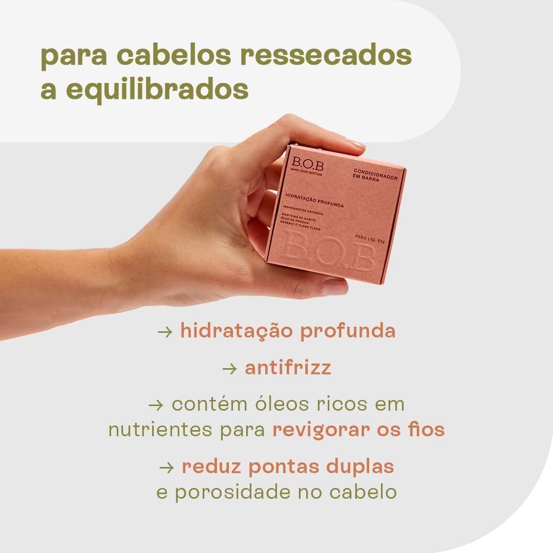 B.O.B Bars Over Bottles B.O.B Condicionador Em Barra Hidratação Profunda 55G 2 B.O.B Bars Over Bottles B.O.B Condicionador Em Barra Hidratação Profunda 55G - Imagem 2