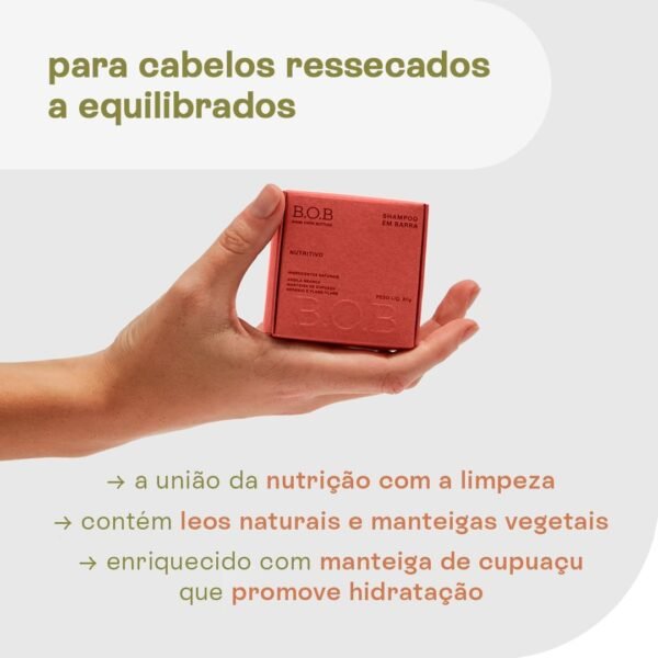B.O.B Bars Over Bottles B.O.B Shampoo Em Barra Nutritivo 80G - Image 2