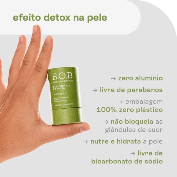 B.O.B Bars Over Bottles Desodorante Purificante em Barra | Natural, vegano, livre de crueldade, sustentável, livre de plástico, waterless, 0% álcool, livre de alumínio - Imagem 2