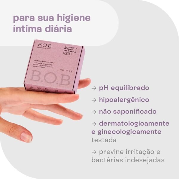 B.O.B Bars Over Bottles Sabonete Íntimo em Barra | Natural, vegano, livre de crueldade, sustentável, livre de plástico, waterless, pH equilibrado com o da região íntima (4,5) - Imagem 2