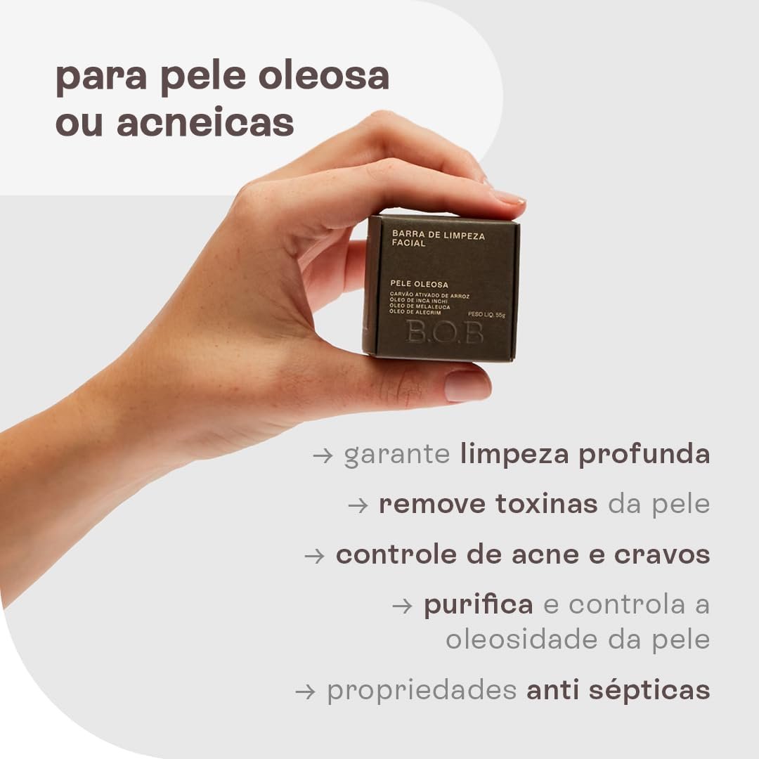 B.O.B Bars Over Bottles Sabonete em Barra Facial para Pele Oleosa Antiacne | Natural, vegano, livre de crueldade, sustentável, livre de plástico, waterless 2 B.O.B Bars Over Bottles Sabonete em Barra Facial para Pele Oleosa Antiacne | Natural, vegano, livre de crueldade, sustentável, livre de plástico, waterless - Imagem 2