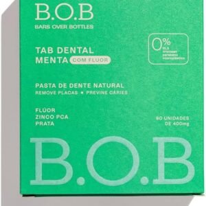 B.O.B Bars Over Bottles Pastilha Dental Menta Com Flúor Anticárie | Natural, vegano, livre de crueldade, sustentável, livre de plástico, waterless