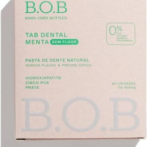B.O.B Bars Over Bottles Pastilha Dental Menta Sem Flúor Anticárie | Natural, vegano, livre de crueldade, sustentável, livre de plástico, waterless