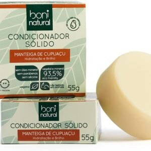 BONI NATURAL Condicionador Sólido Vegano com Manteiga de Cupuaçu Cupuaçu para Hidratação e Brilho, Sem Silicones, Sem Sulfatos, Sem Parabenos, Verde