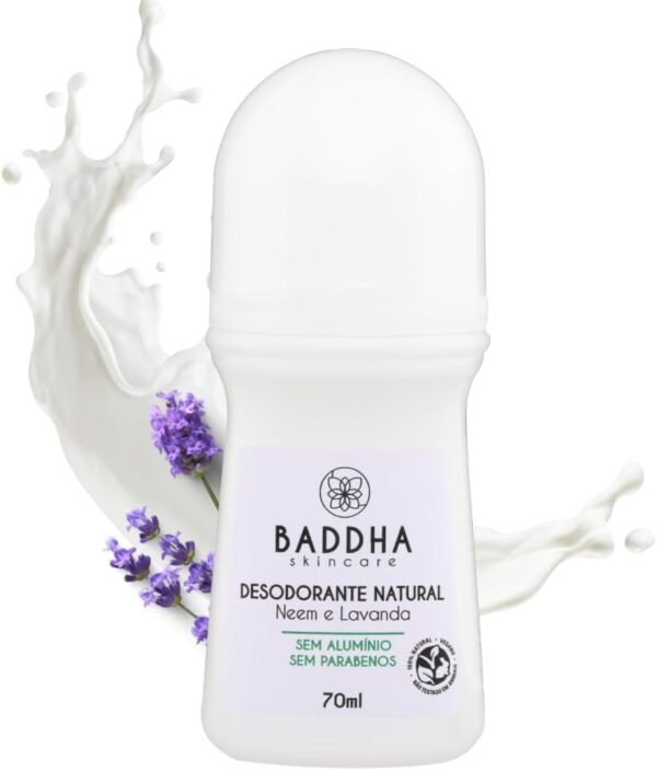 Baddha Skincare, Desodorante Natural Roll-on sem Alumínio, Vegano, com Neem e Lavanda- 70ml