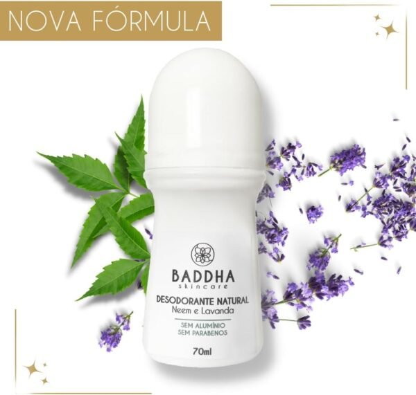 Baddha Skincare, Desodorante Natural Roll-on sem Alumínio, Vegano, com Neem e Lavanda- 70ml - Imagem 2