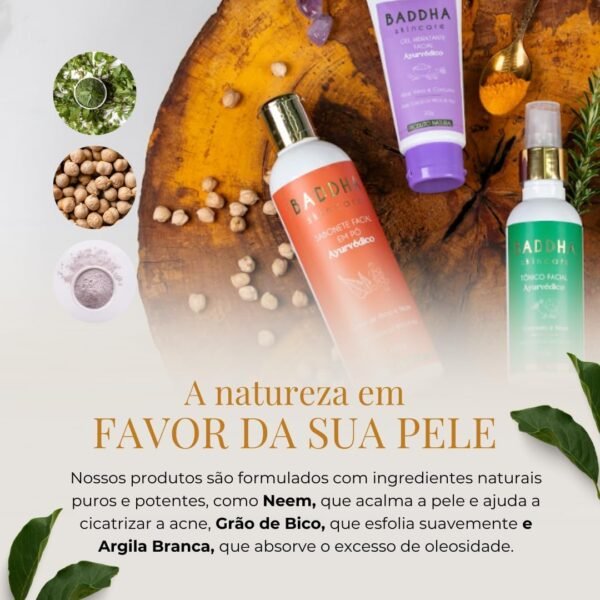 Baddha Skincare, Kit Skincare para todos os tipos de pele | Limpeza + Hidratação, Prevenção de cravos, Oleosidade e Saúde Geral da Pele- 3 Produtos, Vegano, Ayurveda - Imagem 2
