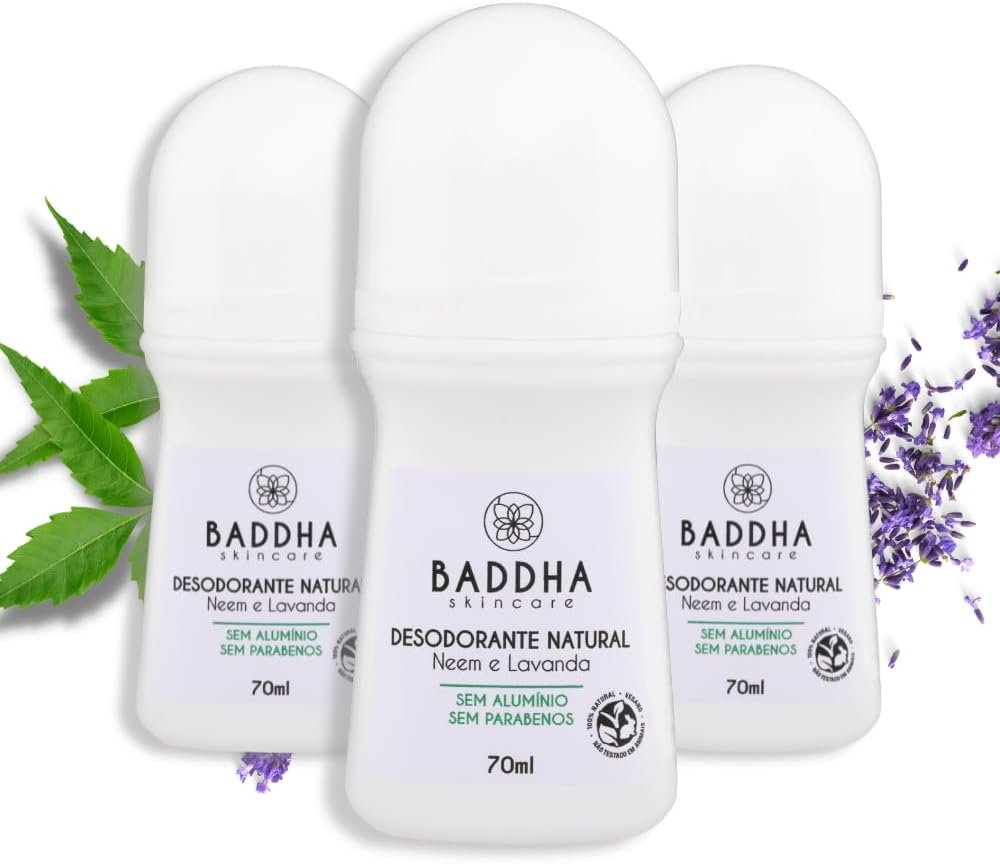 Baddha Skincare, Kit com 3 Desodorantes Natural Roll-On sem Alumínio, Vegano, com Neem e Lavanda- 3 Unidades 1 Baddha Skincare, Kit com 3 Desodorantes Natural Roll-On sem Alumínio, Vegano, com Neem e Lavanda- 3 Unidades