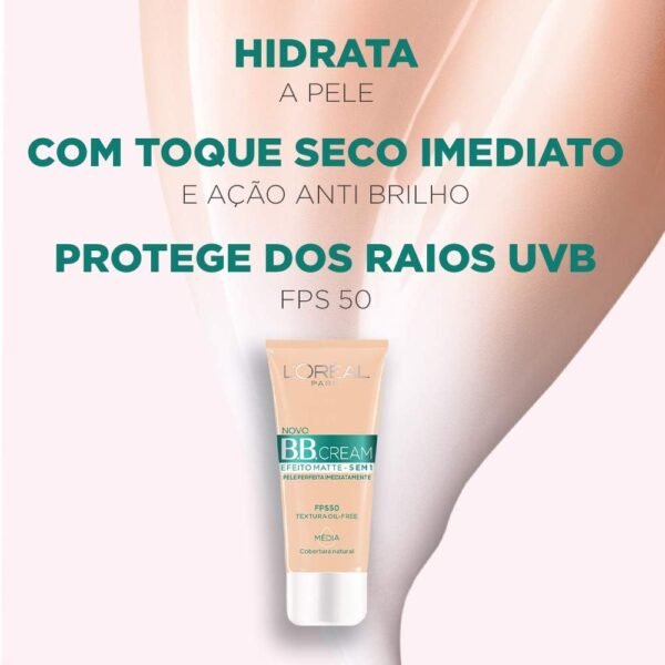 Base BB Cream L'Oréal Paris Efeito Matte Cor Clara FPS 50, 30ml - Imagem 2