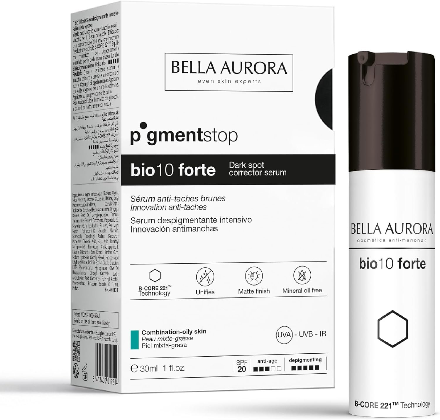 Bella Aurora Tratamento Antimanchas Intensivo FPS 20, 30 ml | Creme Anti-idade para Manchas no Rosto | Despigmentante Facial Pele | Bio 10 Forte (Pele Mista-Oleosa) 1 Bella Aurora Tratamento Antimanchas Intensivo FPS 20, 30 ml | Creme Anti-idade para Manchas no Rosto | Despigmentante Facial Pele | Bio 10 Forte (Pele Mista-Oleosa)