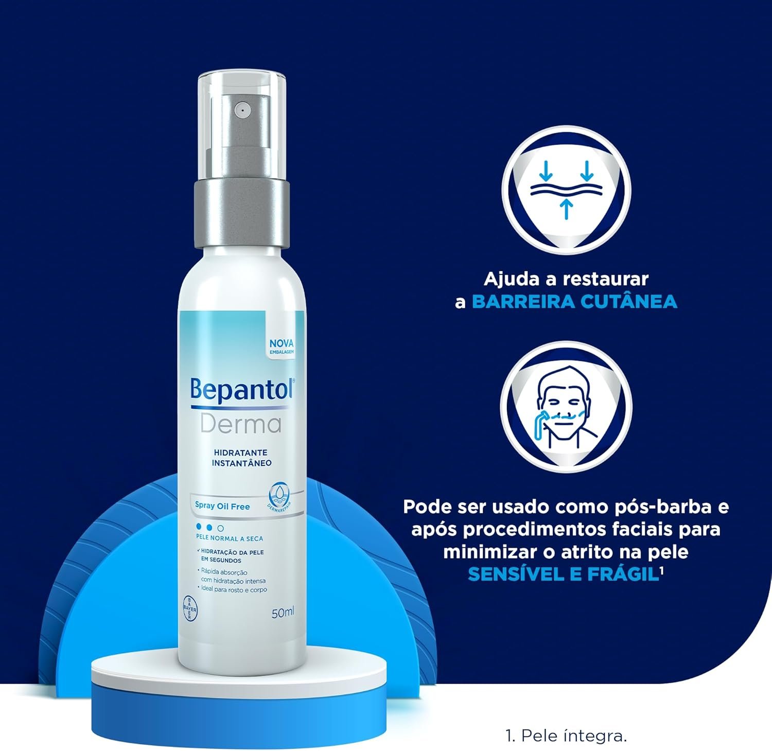 Bepantol Derma Hidratante Corporal e Hidratante Facial, Hidratação Instantânea, Spray 50ml 2 Bepantol Derma Hidratante Corporal e Hidratante Facial, Hidratação Instantânea, Spray 50ml - Imagem 2