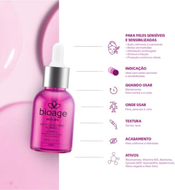 Bio.Polyglutamic Sérum Facial de Ácido Poliglutâmico 30ml Bioage - Imagem 2