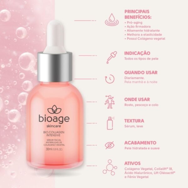 Bioage Bio.Collagen Intensive Sérum Facial Antirrugas de Colágeno Vegetal 30ml - Imagem 2