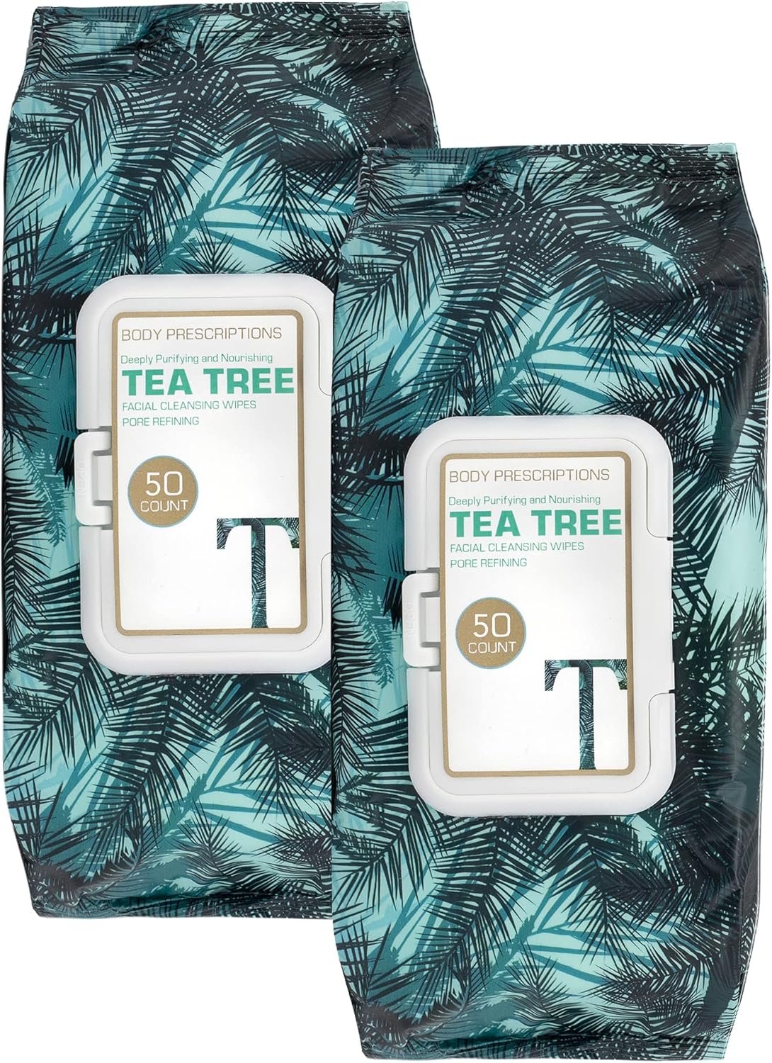 Body Prescriptions - 2 pacotes (60 Count Each) Tea Tree Facial Cleansing, Pore Refining Wipes 1 Body Prescriptions - 2 pacotes (60 Count Each) Tea Tree Facial Cleansing, Pore Refining Wipes