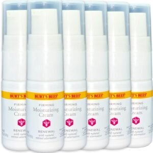 Burt's Bees Creme hidratante reafirmante Renewal, pacote com 6 (9,9 g cada), hidratante diário hidratante facial com alternativa de retinol natural Bakuchiol, sem fragrância, tamanho de viagem