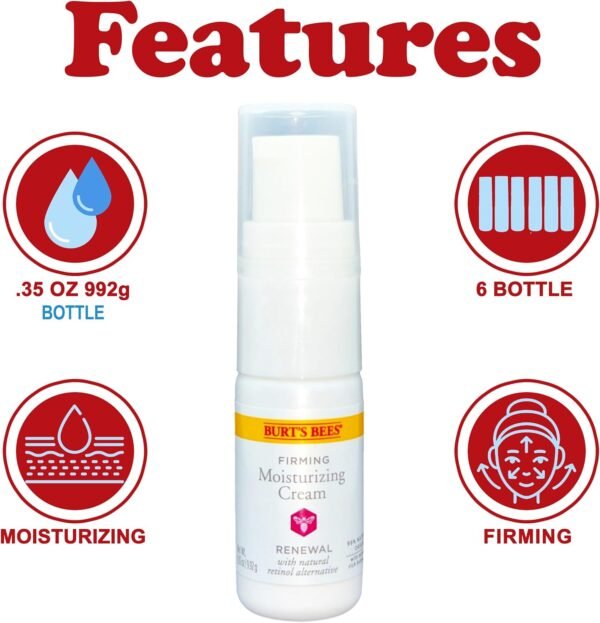 Burt's Bees Creme hidratante reafirmante Renewal, pacote com 6 (9,9 g cada), hidratante diário hidratante facial com alternativa de retinol natural Bakuchiol, sem fragrância, tamanho de viagem - Imagem 2