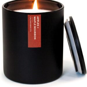 Calyan Wax Co. Vela de cera de soja, maçãs + vela perfumada de bordo, tempo de queima de 75 horas, velas de soja de aromaterapia, cera de soja não tóxica e vegana, velas perfumadas de copo preto, 368