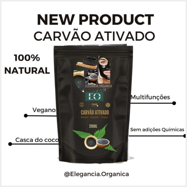 Carvao Ativado em Pó Casca Do COCO 100% Natural Mascara Facial Clareador e Controle de Oleosidade Brilho e Hidratação 200g - Imagem 2