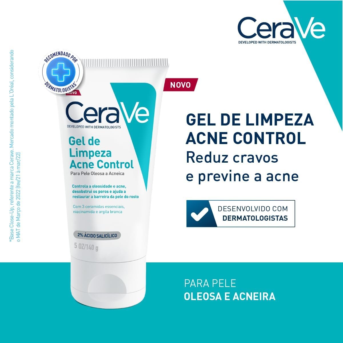 Cerave, Gel de Limpeza Acne Control com Niacinamida e Ácido Salicílico 2 Cerave, Gel de Limpeza Acne Control com Niacinamida e Ácido Salicílico - Imagem 2