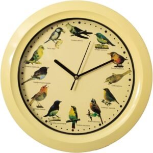 Clockswise Relógio de parede decorativo redondo de 30,5 cm, funciona com bateria com sons da natureza selvagem, campainha de hora em hora e sem tique-taque para casa, escritório, cozinha, sala de