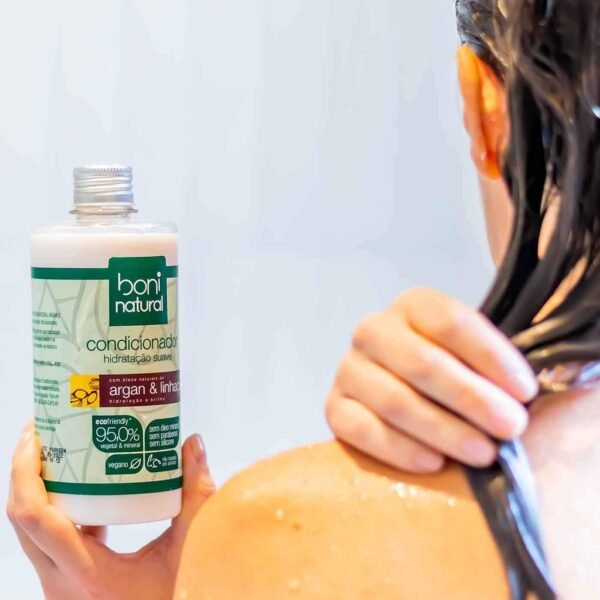 Condicionador Vegano e Natural, Argan e Linhaça, Boni Natural, Cabelos Macios e Saudáveis, Boni Natural, Branco - Imagem 2