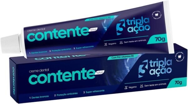 Contente, Pasta De Dentes Vegana Tripla Ação, 70g