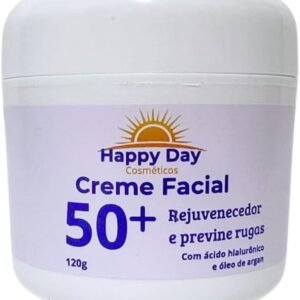 Creme Facial 50+ Para Rugas Com Acido Hialurônico Antirrugas e Antissinais 120g Happy Day Cosméticos