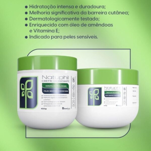 Creme Hidratante Natuphil 450g Natuflores Hidratação Prolongada Para Peles Sensiveis e Ressecadas - Imagem 2