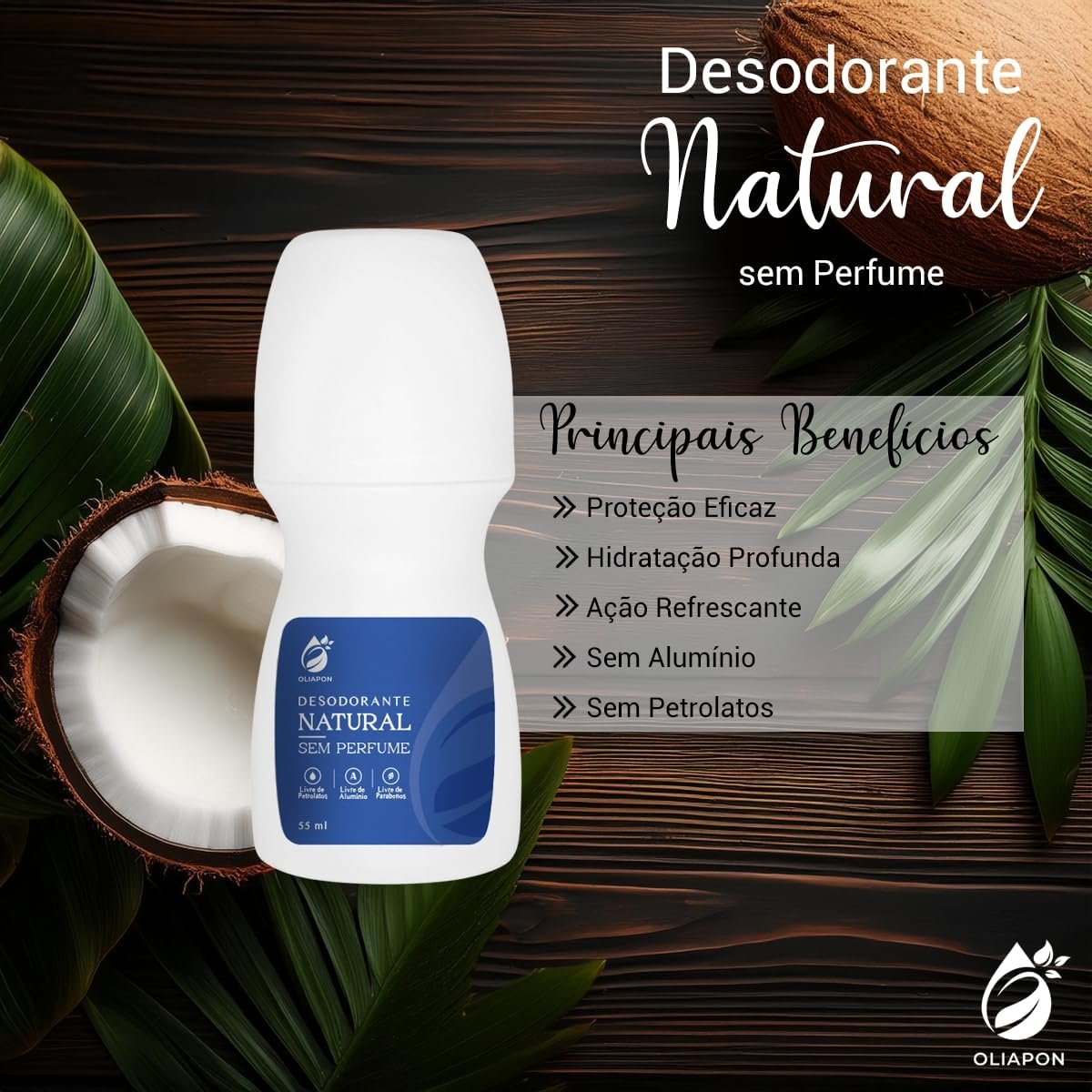 Desodorante Natural Sem Perfume Oliapon – Proteção Eficaz Sem Alumínio, Vegano e Livre de Parabenos 2 Desodorante Natural Sem Perfume Oliapon – Proteção Eficaz Sem Alumínio, Vegano e Livre de Parabenos - Imagem 2